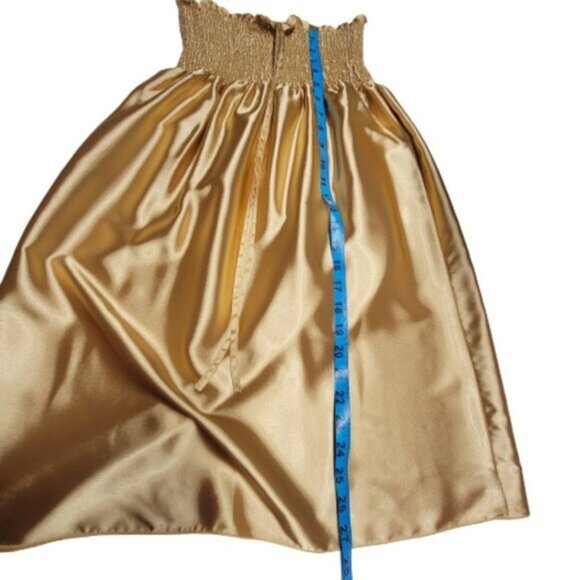 Gold Strapless Halter Tie Mini Dress  Size S/M - Picture 9 of 9